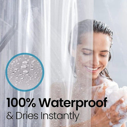 LiBa Waterproof Shower Curtain - Premium Non-Toxic PEVA Liner with Rust-Proof Grommets | Clear 72x84