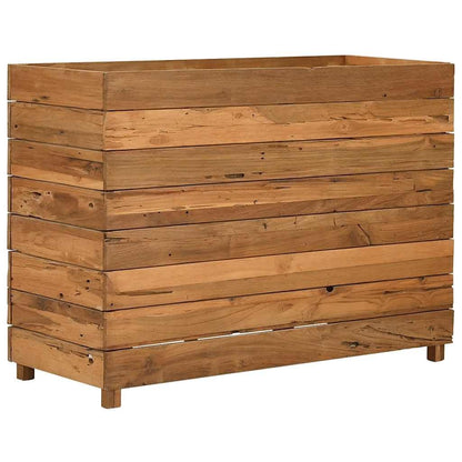 Favemtsl Large Adjustable Rustic Raised Garden Bed 39.4"x15.7"x28.3", Recycled Teak Wood Outdoor Planter Box with Steel Frame, Eco-Friendly Elevated Flower Bed for Patio Balcony Deck