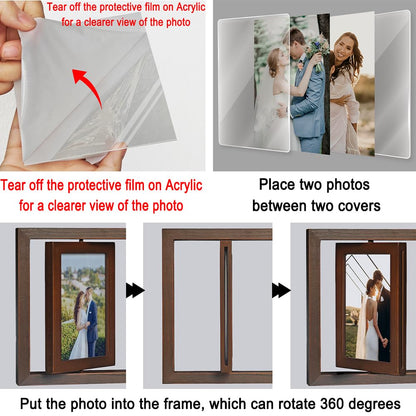 IIILUYOT 50th Anniversary Wedding Picture Frame Gifts for Couple Parents, Rotating Floating Valentine Mother Day Frame Gifts for Husband Wife, Happy 50th Anniversary Marriage Frame Decoration 4x6
