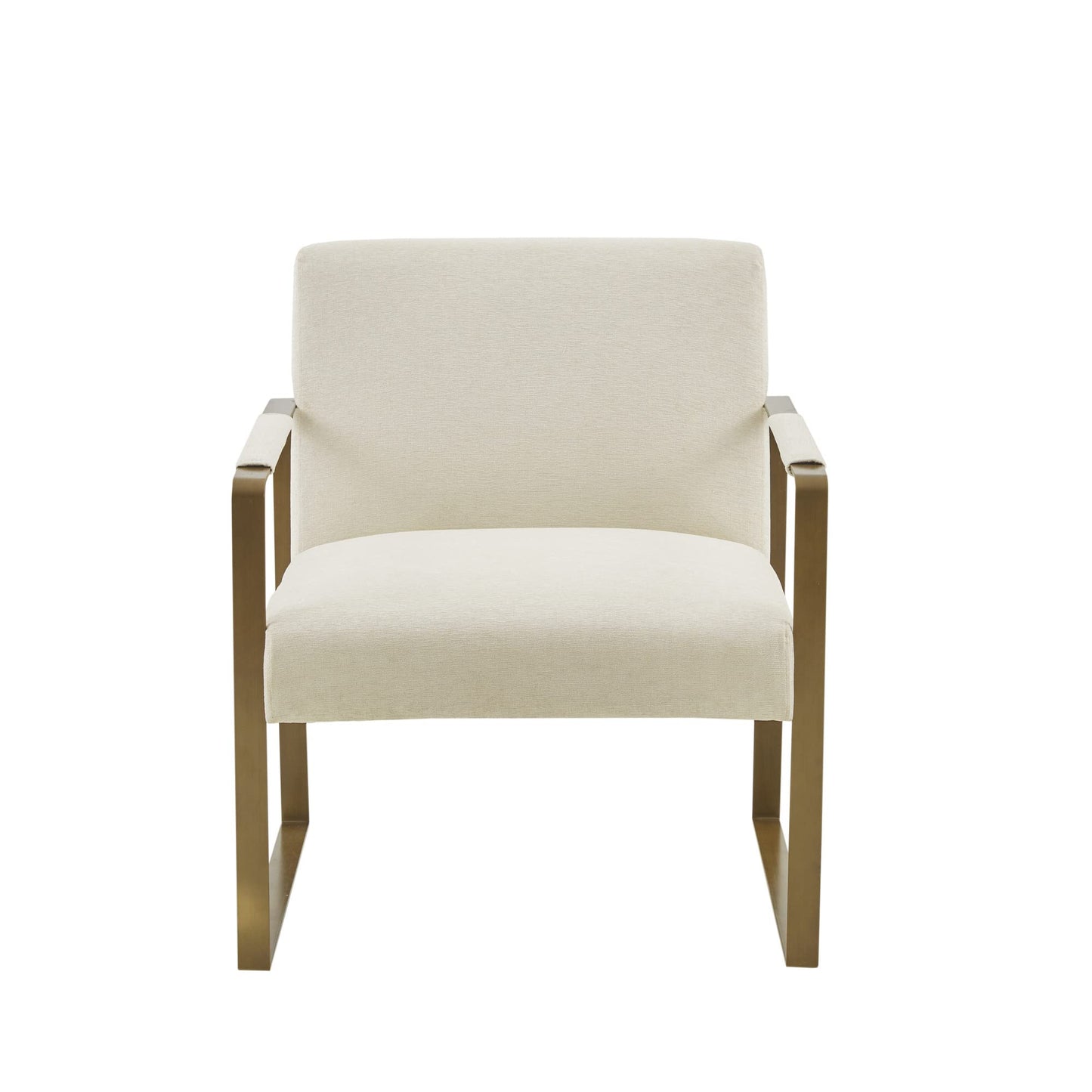 Martha Stewart Upholsterd Accent Chair Living Room Furniture - Modern Design, Comfortable Foam Seat Cushion Bedroom Lounge, Sophisticated Finished, Sturdy Frame, Cream/Gold, 28.5" W x 29" D x 32.5" H