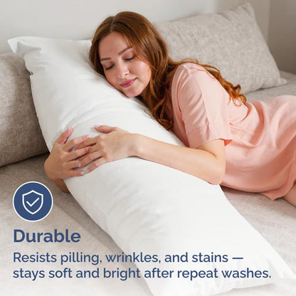 Skiennix Body Pillowcases Set of 2 | 20x54 Long Soft Covers for Comfortable Sleep - Antique White, Machine Washable