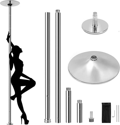 Portable Dancing Pole Stripper Pole w/Spinning & Static Modes - Height Adjustable, Removable for Exercise Fitness, Pub and Home Gym - 45mm