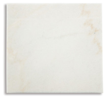 Signature Design by Ashley Fostead Contemporary Square 24" End Table with Marble Top, White Marble & Dark Brown