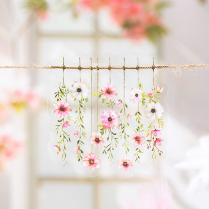 AuriicLeaf Hanging Floral PET Stickers Set, 60PCS Botanical Flower Stickers for Scrapbooking, Journaling, DIY Crafts, and Art Supplies