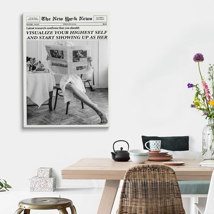 Generic 20x30in Trendy Highest Self Newspapers Prints - Retro Bar Cart Feminist Wall Art - Magazine Cover Aesthetic