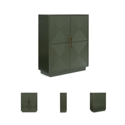 Signature Design by Ashley Geirwood Contemporary Accent Cabinet with Shelf and Geometric Pattern, Green