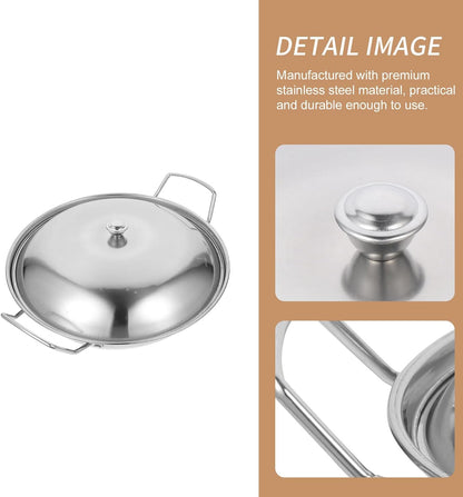 Hemoton 1 Set Stainless Steel Pot with Lid, Stockpot, Wok, Frying Pan, Kitchen Supply Dish
