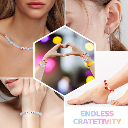 Goldwise Friendship Bracelet Kit - 2 Boxes with 24 Colors Glass(8mm) and Letter Beads (A-Z) for Jewelry Making, Varieties of Charms, Bracelet Making Kit, DIY Crafts for Gifts