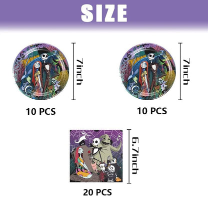 40Pcs Before Christmas Birthday Party Supplies include 20 plates, 20 napkins for Before Christmas Party Decoration