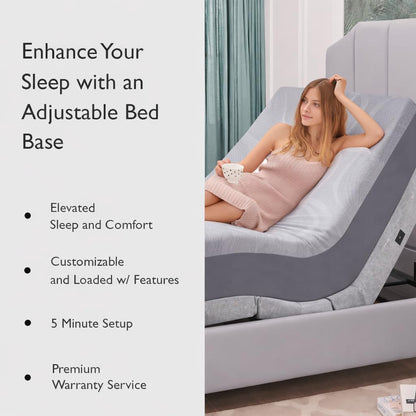 Premium Full Adjustable Bed with 14 Inch Prime Gel Memory Foam Mattress, Massage, Zero Gravity, Anti-Snore, Programmable Memory Positions, USB, Underbed Lighting, Zero Clearance