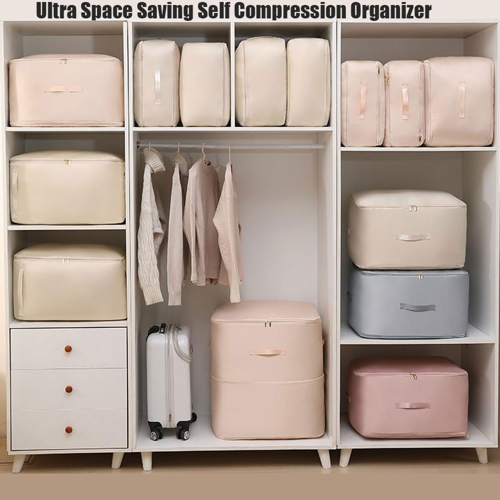 Space Saver Compression Storage Bags - Large Heavy-Duty Zipper Bags for Bedroom Clothing Organization (BLUE, X-Large)