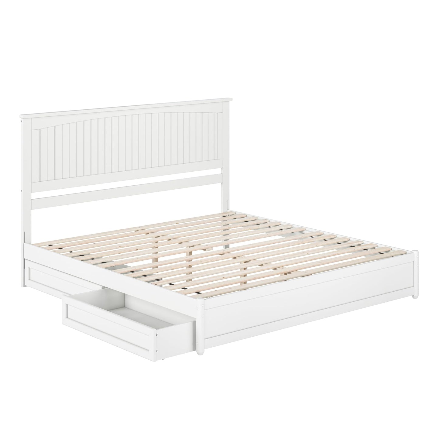 AFI, Malta King Platform Bed with Panel Footboard and Storage Drawers, White