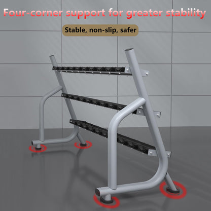 Commercial Steel Dumbbell Rack, 3 Tier Home Fitness Strength Training Dumbbell Storage Rack, 500kg Capacity, Silver, 3mm Thick Reinforced Dumbbell Racks