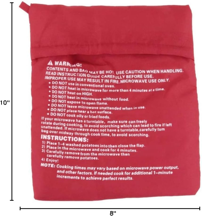 SYBL 4 4 Pcs Reusable Red Microwave Potato Bag Potato Cooker Potato Baking Pouch Perfect Bake Potatoes Just in Minutes