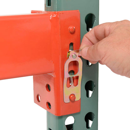 Global Industrial Teardrop Pallet Rack Add-On Unit, 144"W X 48"D X 96"H, 5970 lbs Shelf Capacity, Steel Construction, Orange & Green, For Industrial Storage