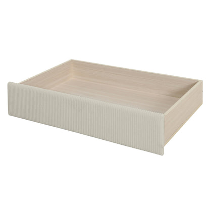 Merax Twin Size Corduroy Daybed with Two Drawers and Wood Slat,Sofa Bed Frame for Bedroom,Teens,Beige