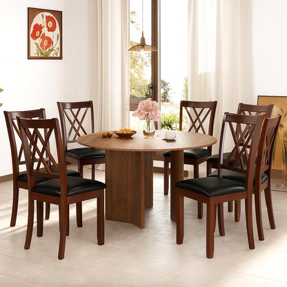 NAFORT Wooden Dining Chairs Set of 6, High Back Kitchen Chairs, Vintage Dining Room Chairs with Solid Rubber Wood Legs, Max Load 360 Lbs, Perfect for Kitchen, Dining Room, Cafe, Restaurant