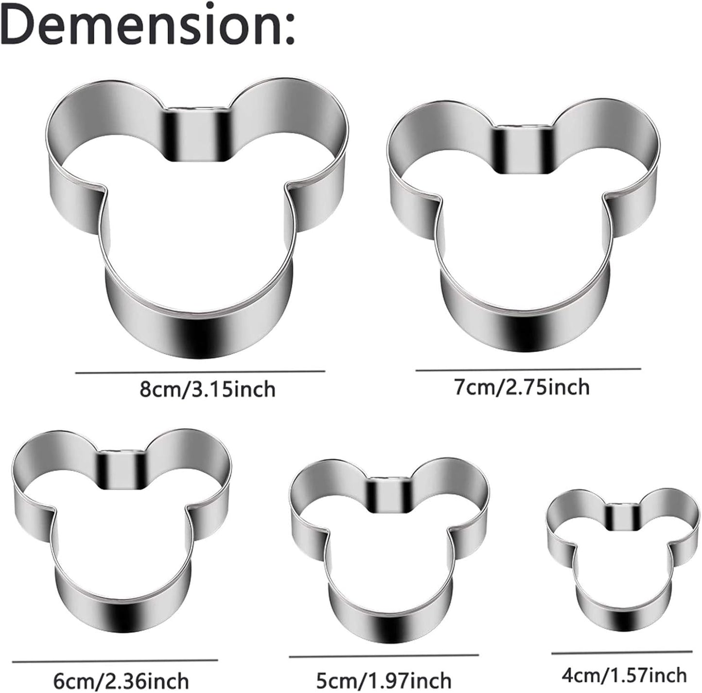 Mickey Love Heart Cookie Cutter, Set of 5, Pack of 2