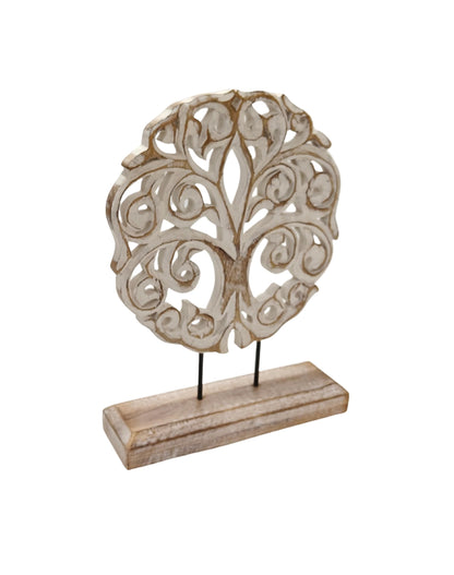 VANIYA CRAFTS® Tree of Life Solid Wood Sculpture – Handmade Farmhouse Decor for Living Room, Shelf, Mantle, Entryway, Coffee Table, or Housewarming Gift (Antique White)