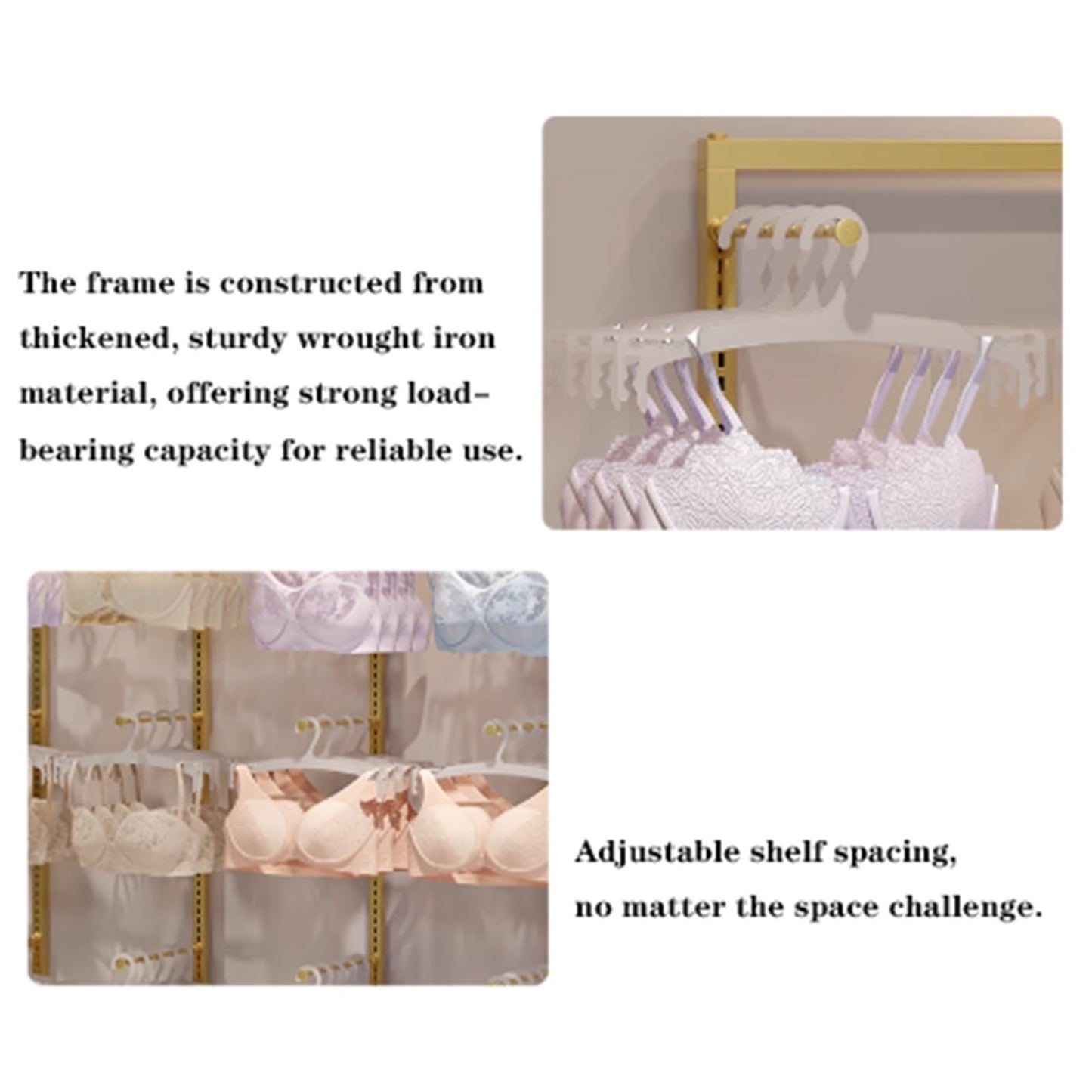 Metals Underwear Display Stand, Clothing Store Boutiques Lingerie Garment Rack, Commercial Retail Shelves, for Lingerie Socks Bra Panties Scarves, 3 Tier(White,40 * 40 * 135cm)
