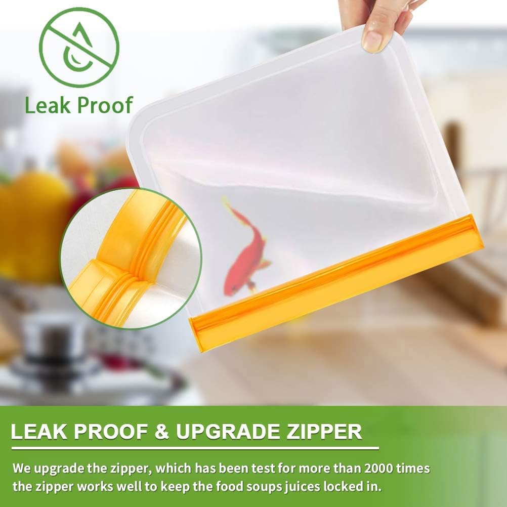 IDEATECH Reusable Storage Bags, 10 Pack BPA Free PEVA Freezer Bags, Reusable Gallon and Sandwich Bags for Women, Men