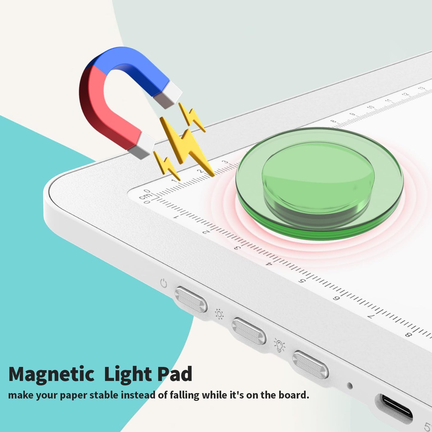 Elice Rechargeable A4 Light Pad for Diamond Painting, Magnetic LED Light Board with Physical Button, Super Bright Diamond Art Light Pad, Ultra-Thin Light Box for Tracing, Weeding Vinyl, Artists -White