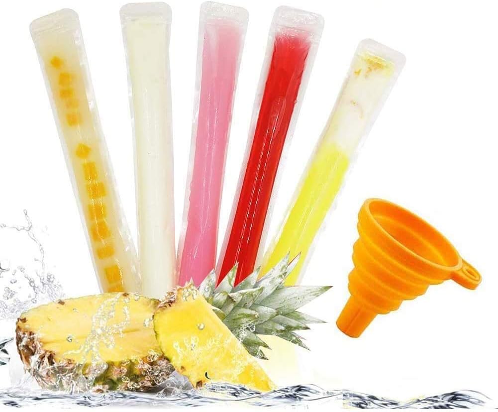 160 (11"x2") Disposable Ice Popsicle Mold Bags| BPA Free Freezer Tubes With Zip Seals | For Healthy Snacks, Yogurt