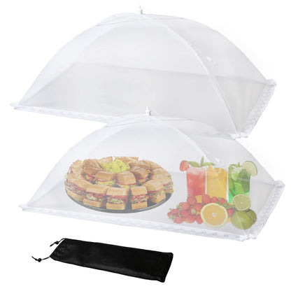 Wokuya Food Covers Food Tent for Outside Mesh to Keep Bugs away, 2 Extra Large Size (40” x 24”) Reusable Collapsible Food Nets including Carry Bag,Ideal for Picnic Party BBQ Wedding Fruit