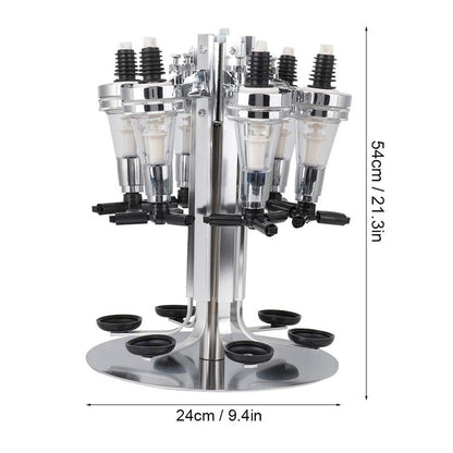 Liquor Dispenser, Alcohol Bar Rotating Liquor Holder Stainless Steel 6 Bottle Professional Revolving Liquor Dispenser