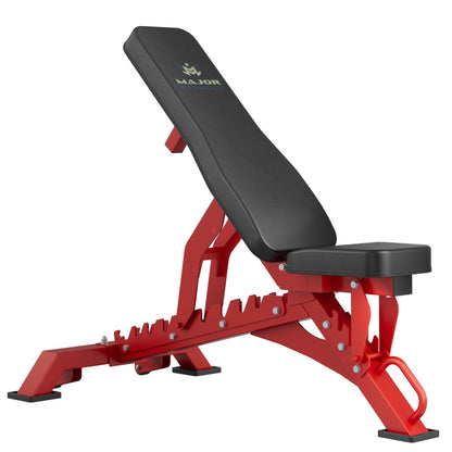 Major Fitness Weight Bench - 1300LBS Weight Capacity and 36 Adjustable Positions Strength Training Bench for Garage and Home Gym Workouts (Red)