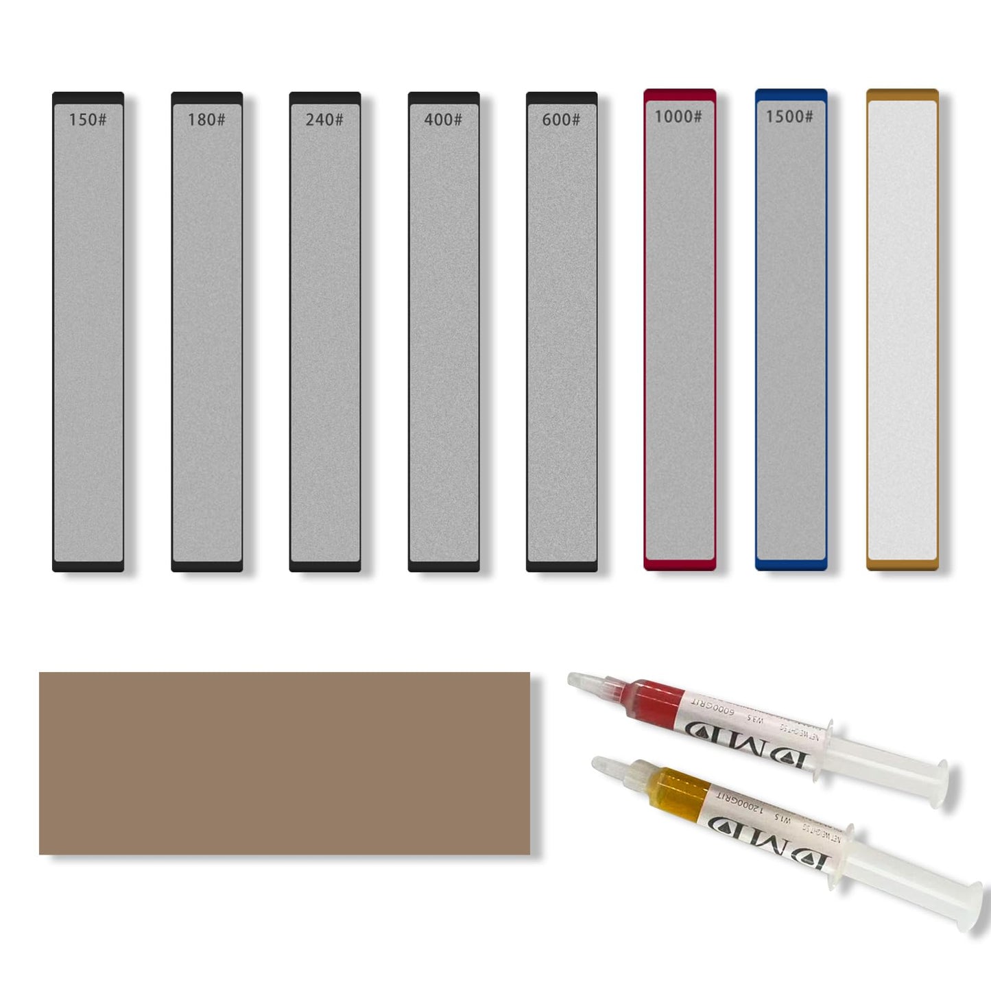 DMD 11-Piece Diamond Sharpening Stone Set | Knife Sharpening Kit with 150#–1500# Grits, Ceramic Stone, Leather Strop & Polishing Compounds | Professional Sharpening System for Kitchen & Outdoor Knives