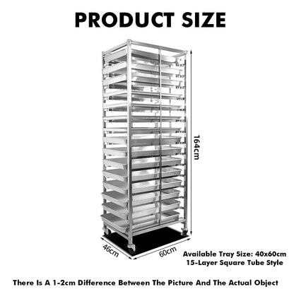 GenSDH 6-Tier Commercial Rack, Steel Bakery Cart with Wheels, Heavy-Duty Drying Trolley for Kitchen & Restaurant, Fits Half/Full Sheet Pans