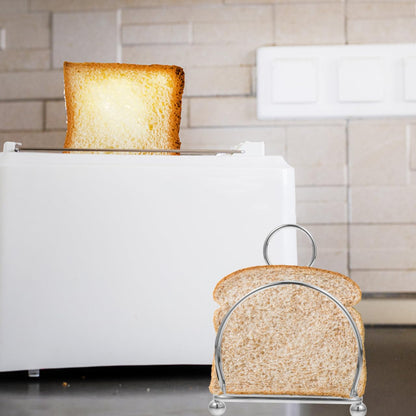 Cabilock Stainless Steel Toast Rack Vertical Bread Loaf Slices Holder Stand Table Serving Metal Slice Bread Rack Desktop Toast Stand Kitchen Gadget