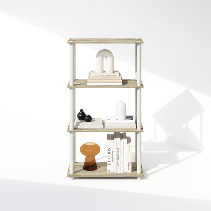 Furinno Turn-N-Tube 4-Tier Multipurpose Bookshelf, Bookcase, Sonoma Oak/White