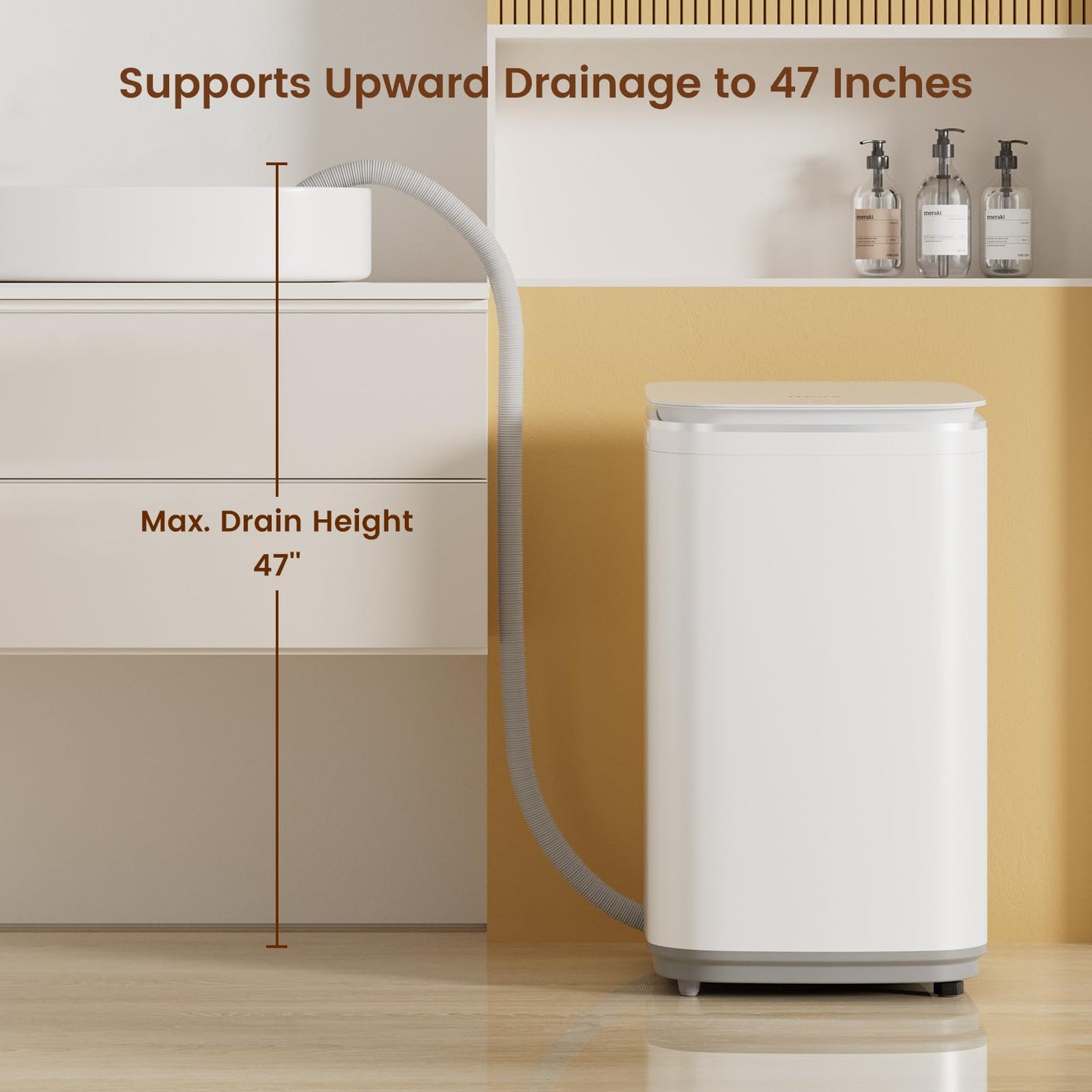HAVA Portable Washing Machine, 0.8 Cu. Ft. Capacity Mini Washer & Spin Dryer, Fully Automatic with 8 Wash Programs, Hot Wash Options & Upward Drainage, Space Saving for Apartments, Dorms, and RVs