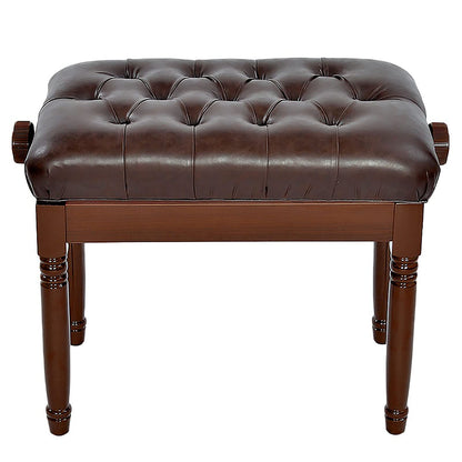 EliteBloom Leather Piano Bench Adjustable Single Piano Stool Adjustable Piano Bench Piano Bench with Solid Wood Leg Luxury Style Height: 46-56Cm,Reddish Brown,Brown