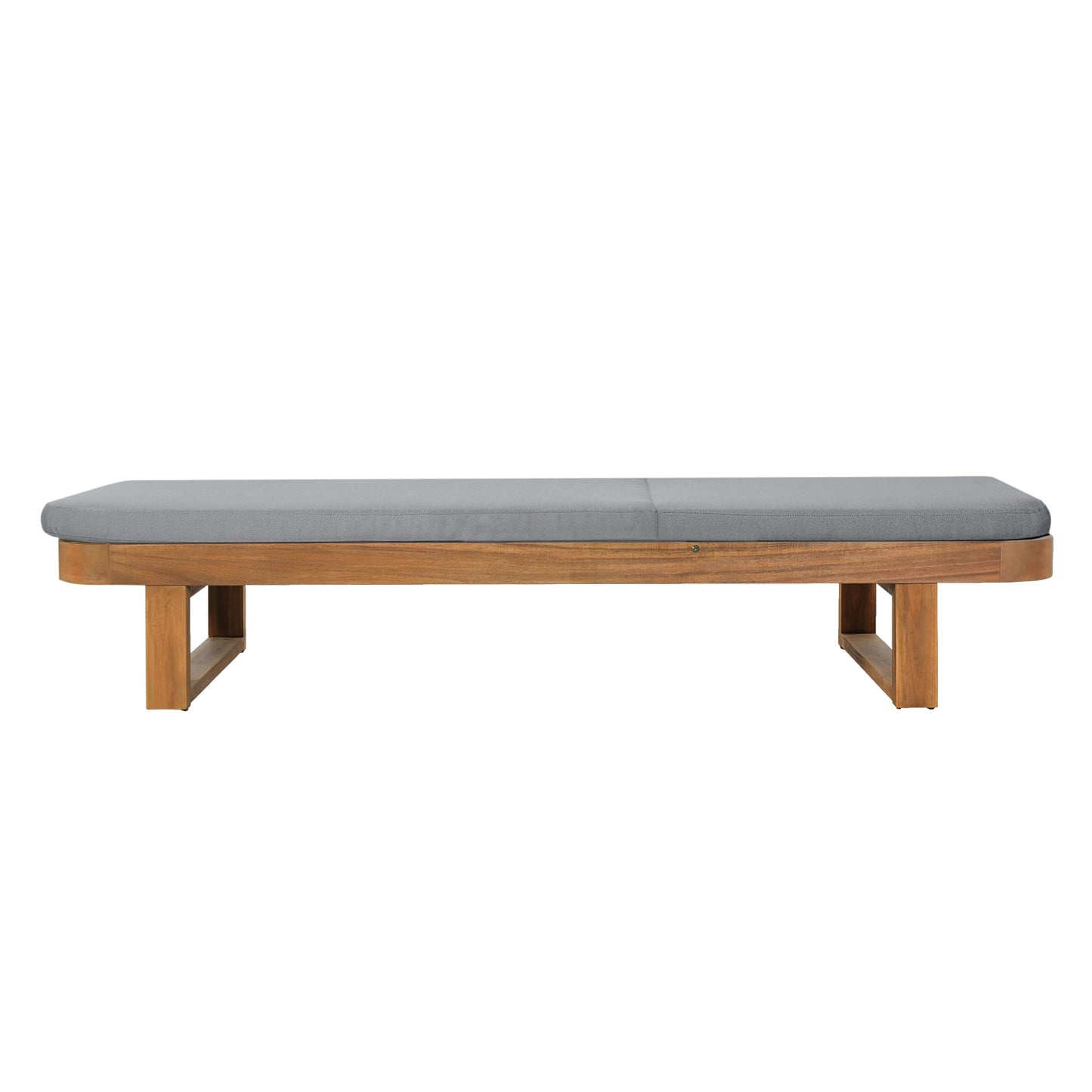 Christopher Knight Home Milos Acacia Wood Chaise Lounge Chair Outdoor Set of 4, Wooden Sunbathing Pool Lounger, Patio Chaise Lounge with Cushions, Adjustable Backrest Lounge Sofa, Light Gray+Teak