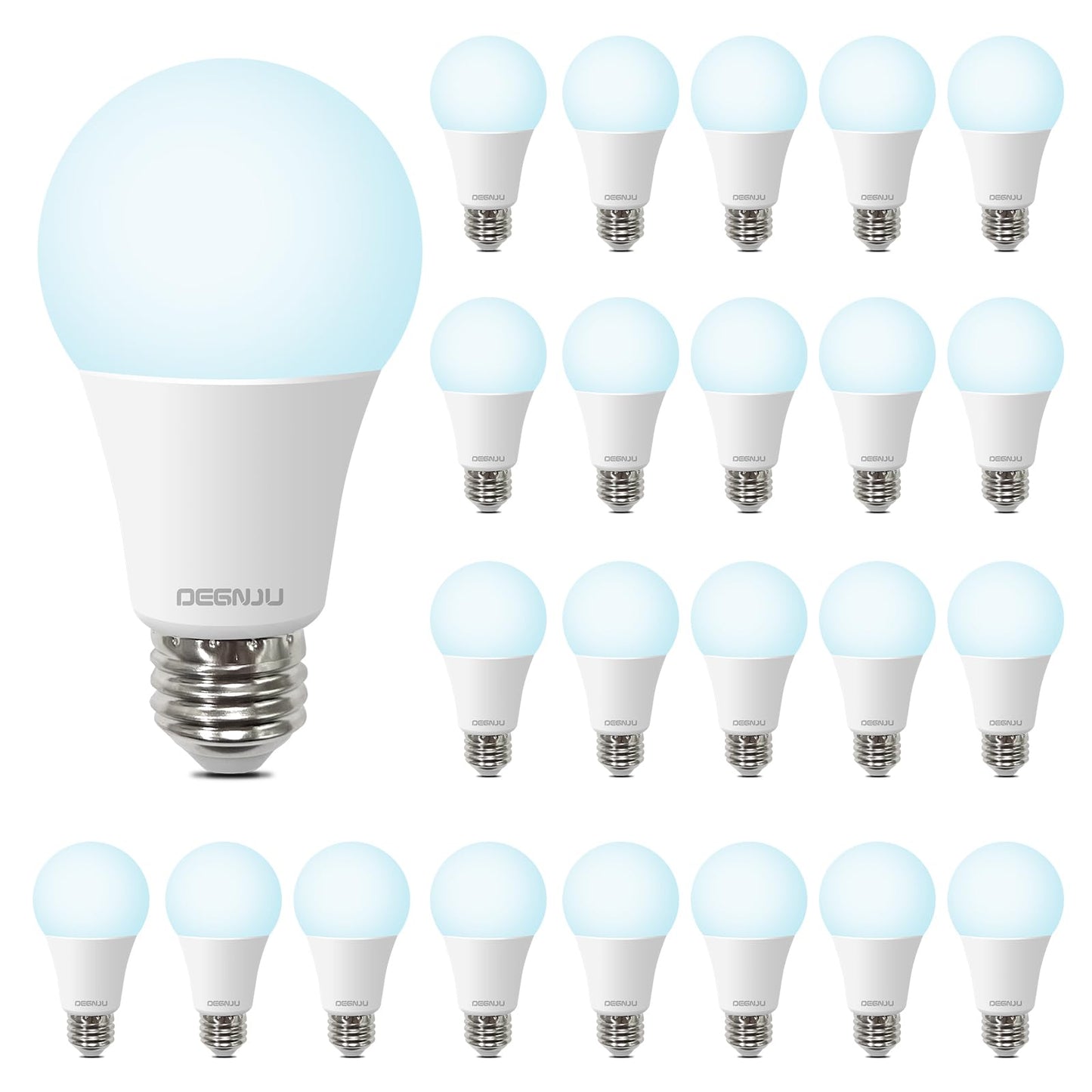 DEGNJU LED Light Bulbs, 100 Watt Equivalent LED Bulbs A19, 5000K Daylight, E26 Standard Base, 1500 Lumens, Non-Dimmable, 13W Bright White E26 Bulbs for Bedroom Home Office, 24 Pack