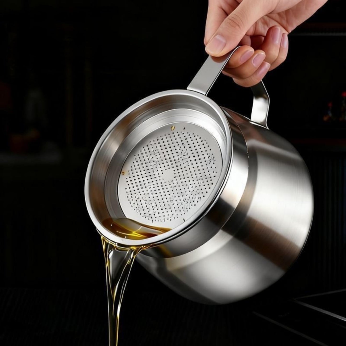 Ceiteo Stainless Steel Bacon Grease Container With Strainer, 2L/68oz Oil Container With Dust-proof Lid For Kitchen Storing Frying Cooking Grease