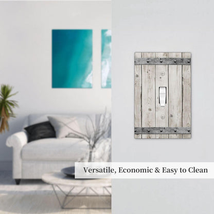 Western Rustic Wooden Barn Door Wood Texture Print Decorative Light Switch Cover 1 Gang Single Toggle Device Electrical Faceplate Switchplates Decorator Outlet Wall Plate for Farmhouse Home Decor