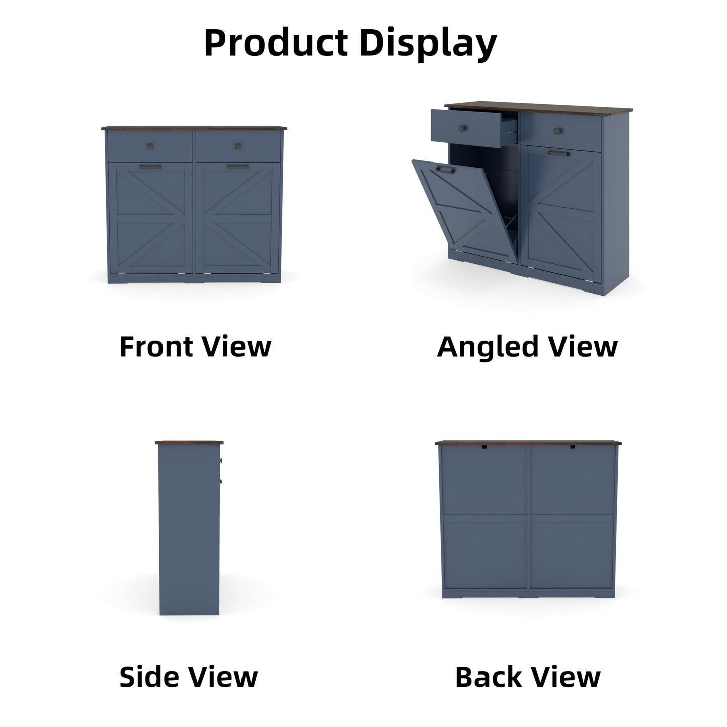 HUYYA Modern Sideboard Cabinet Buffet Storage Console Credenza for Dining Room, Free Standing Tilt Out Trash, Laundry Sorter Cabinet with Sturdy Construction and Easy Clean Surf