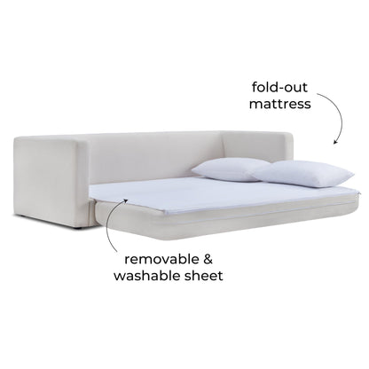 Tov Furniture Ryan Cream Upcycled Linen Sofa Bed