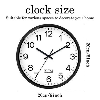 XFM Wall Clock Silent Wall Clocks Battery Operated 8 Inch Small Classic Analog Clock Modern Simple Decorative for Kitchen Office Bedroom Decor