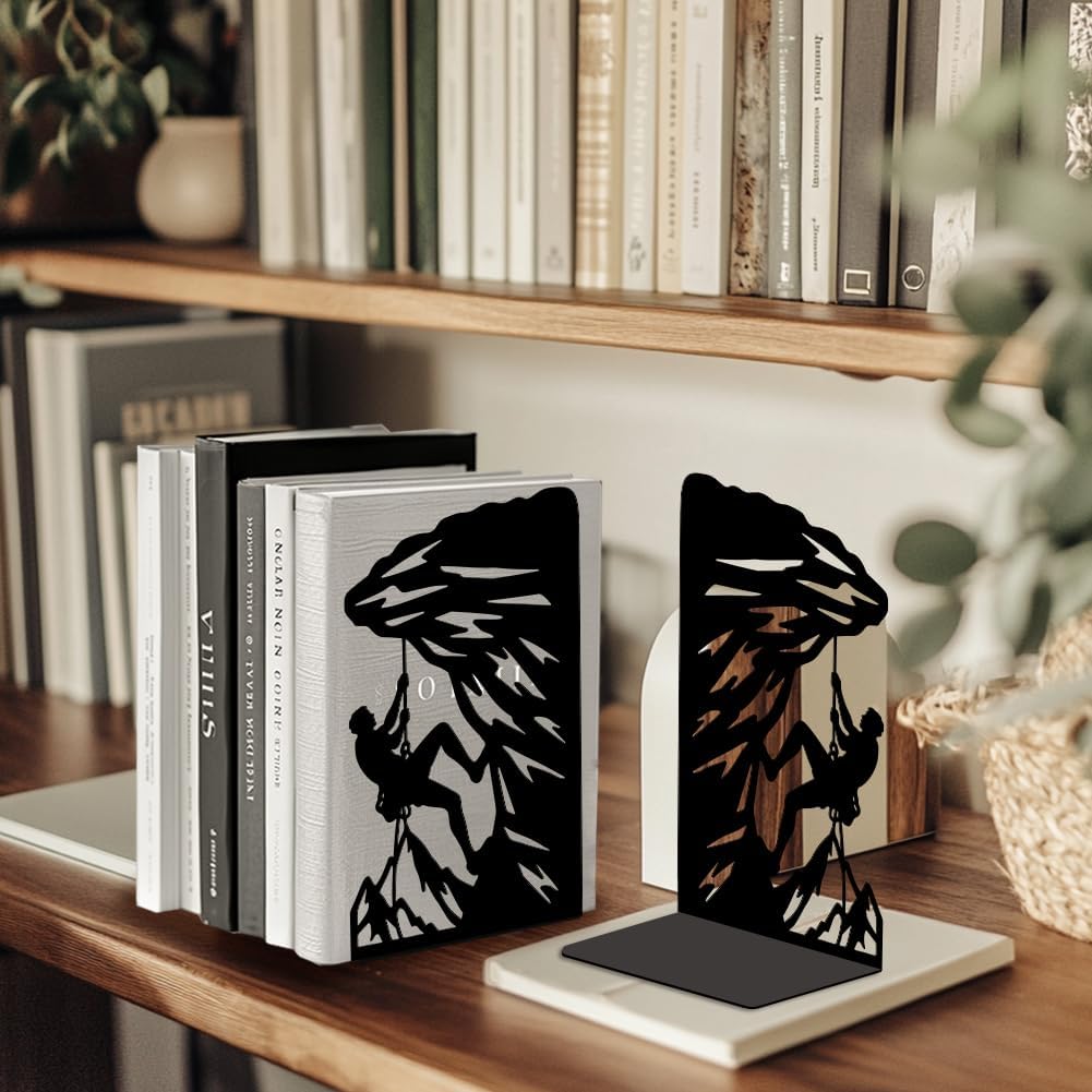 5.3"x4.3"x7.9" 1 Peacoblue Metal Bookends for Shelves, Modern Decorative Heavy Duty Study Book Ends Stoppers