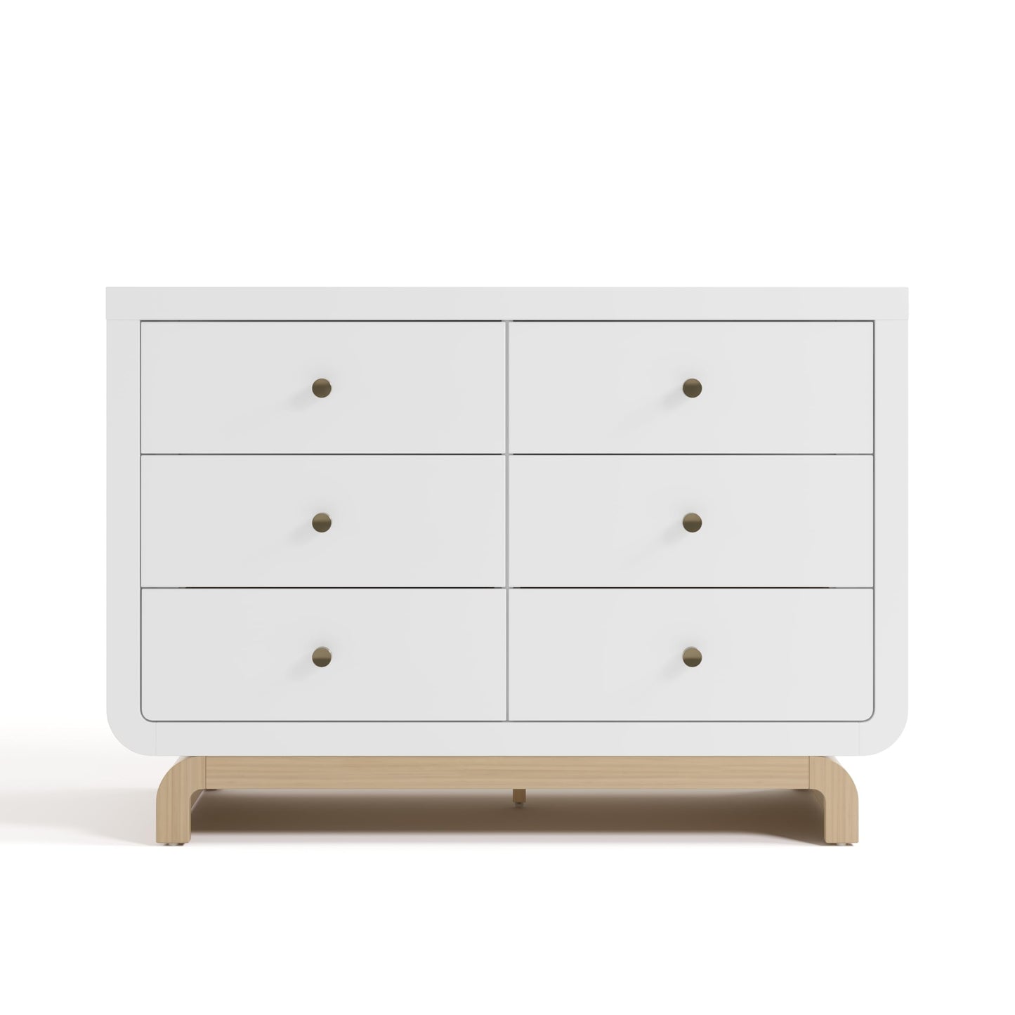 Storkcraft Santorini 6 Drawer Double Dresser (White with Driftwood) - GREENGUARD Gold Certified, Interlocking Drawer System, Dresser Drawer Organizer for Kids Bedroom