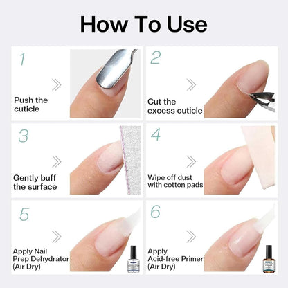 Morovan Professional Natural Nail Prep Dehydrate and Acid-Free Primer, Dehydrator for Acrylic and Gel Nail Polish, Non Acid Primer for UV Gels Fast Dry Superior Bonding Agent Gift Box Set