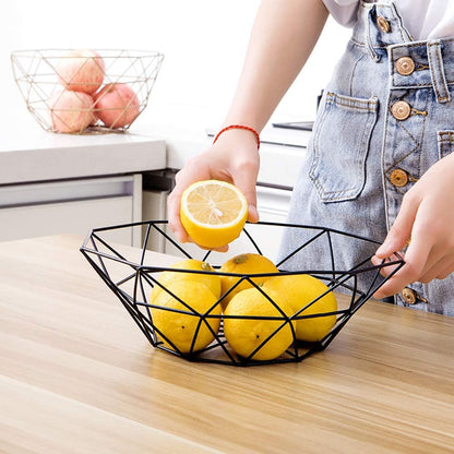 Metal Wire Fruit Bowl, Iron Arts Fruit Storage Basket for Kitchen Counter, Decorative Hold for Vegetables, Bread, Snacks