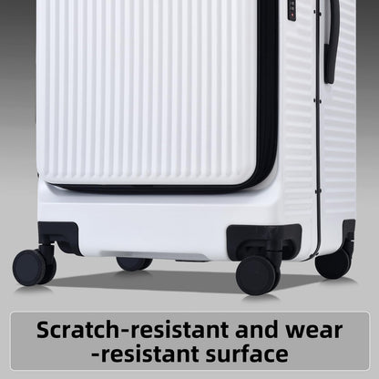Kaleenie 2 pieces 20/29 Aluminum Frame Carry On and Checked Luggage Set with Side Opening, Lightweight Hardshell ABS+PC Trunk Suitcase with TSA Lock, 360° Universal Wheels & Adjustable Handle, White
