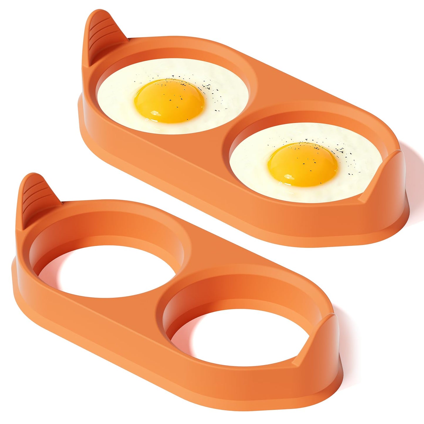 Silicone Egg Rings for Cooking, 2 Pack Egg Molds with Leak-Proof Design, Non-Stick BPA Free Egg Cooker Rings, Heat Resistant up to 500°F, Dishwasher Safe Orange