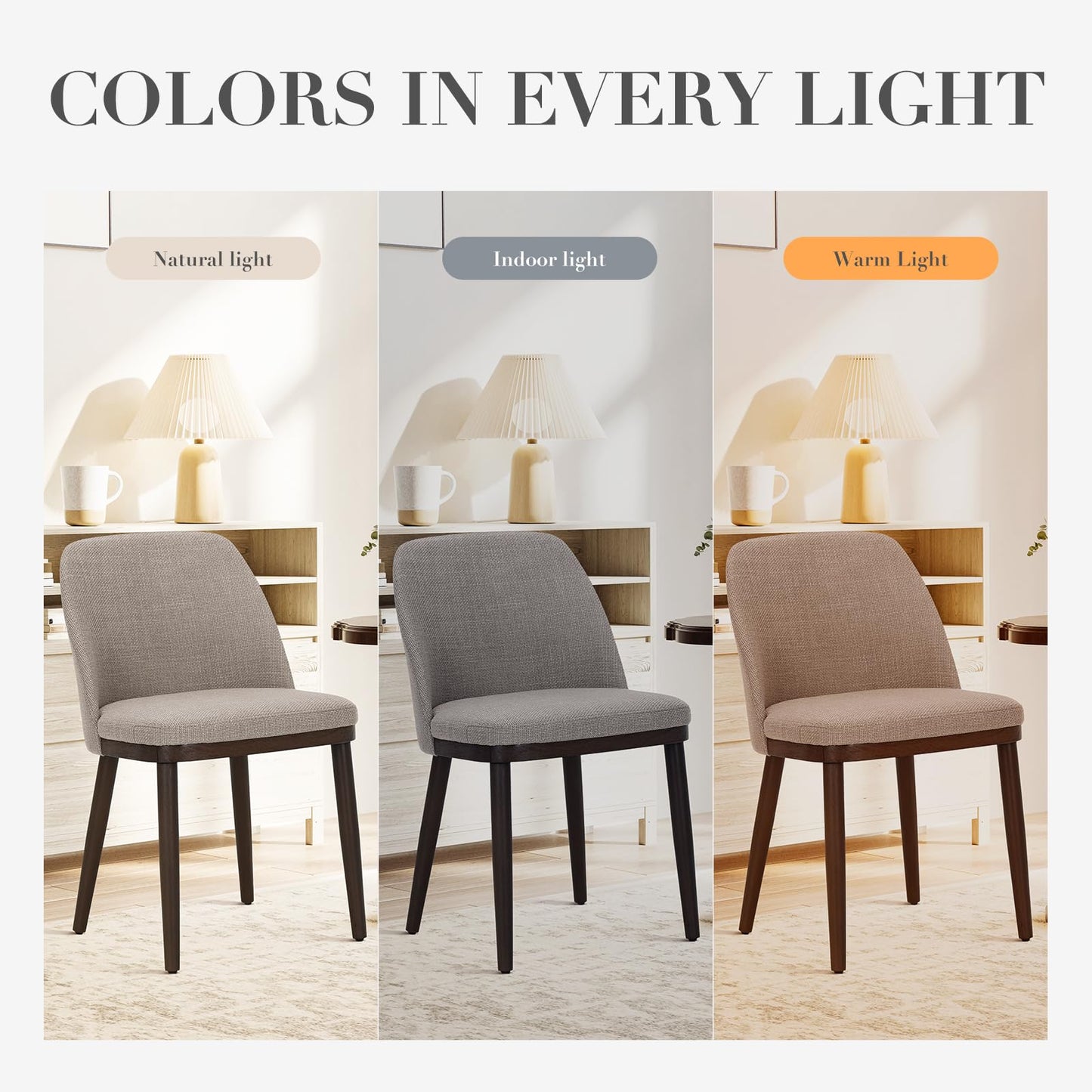 COLAMY Upholstered Dining Chairs Set of 6, Modern Kitchen Chairs with Back, Fabric Side Dining Room Chairs with Wood Legs for Kitchen Dining Room Restaurant, Camel